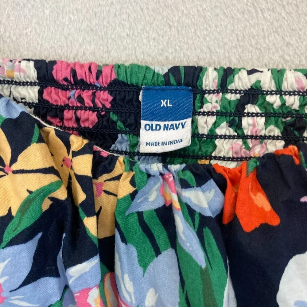 Old Navy‎ Floral Babydoll Puff Sleeve Top Shirt Womens Size XL Smocked Colorful